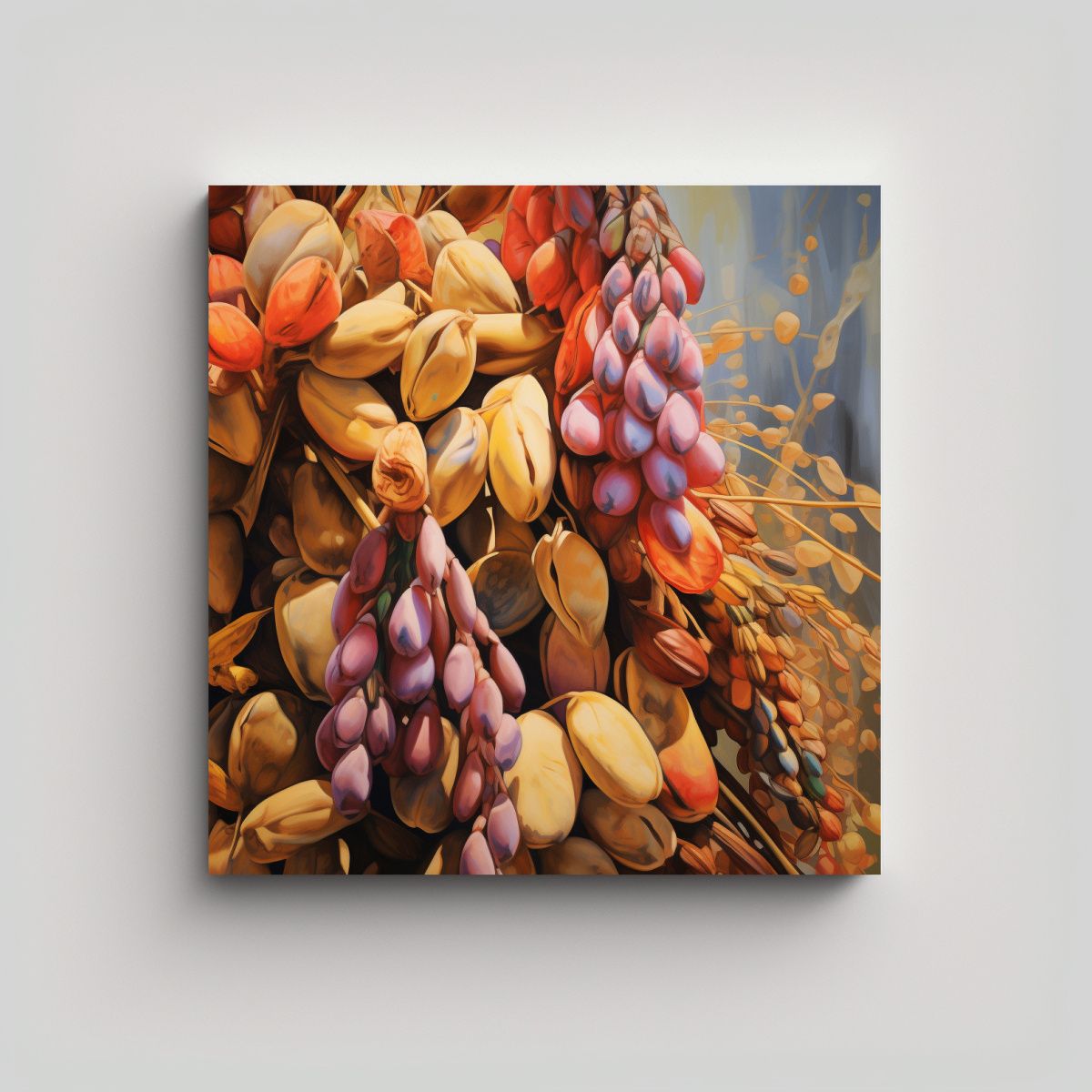GENERICO - Pintura Abstracta De Lienzo Innovadora Con Granos 80x80 Cm