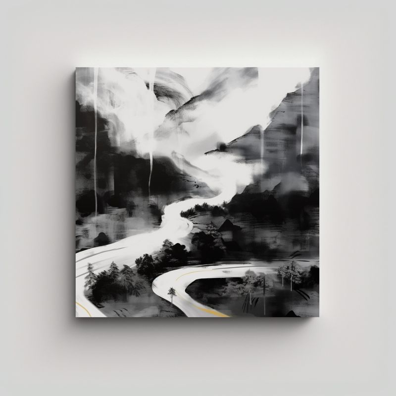 GENERICO - Pintura Expresión Escenario 07 En Blanco Y Negro 70x70 Cm
