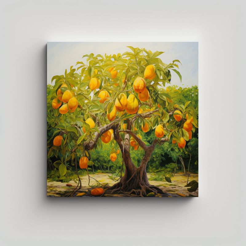 GENERICO - Pintura Abstracta De Un árbol De Mango Con 70x70 Cm