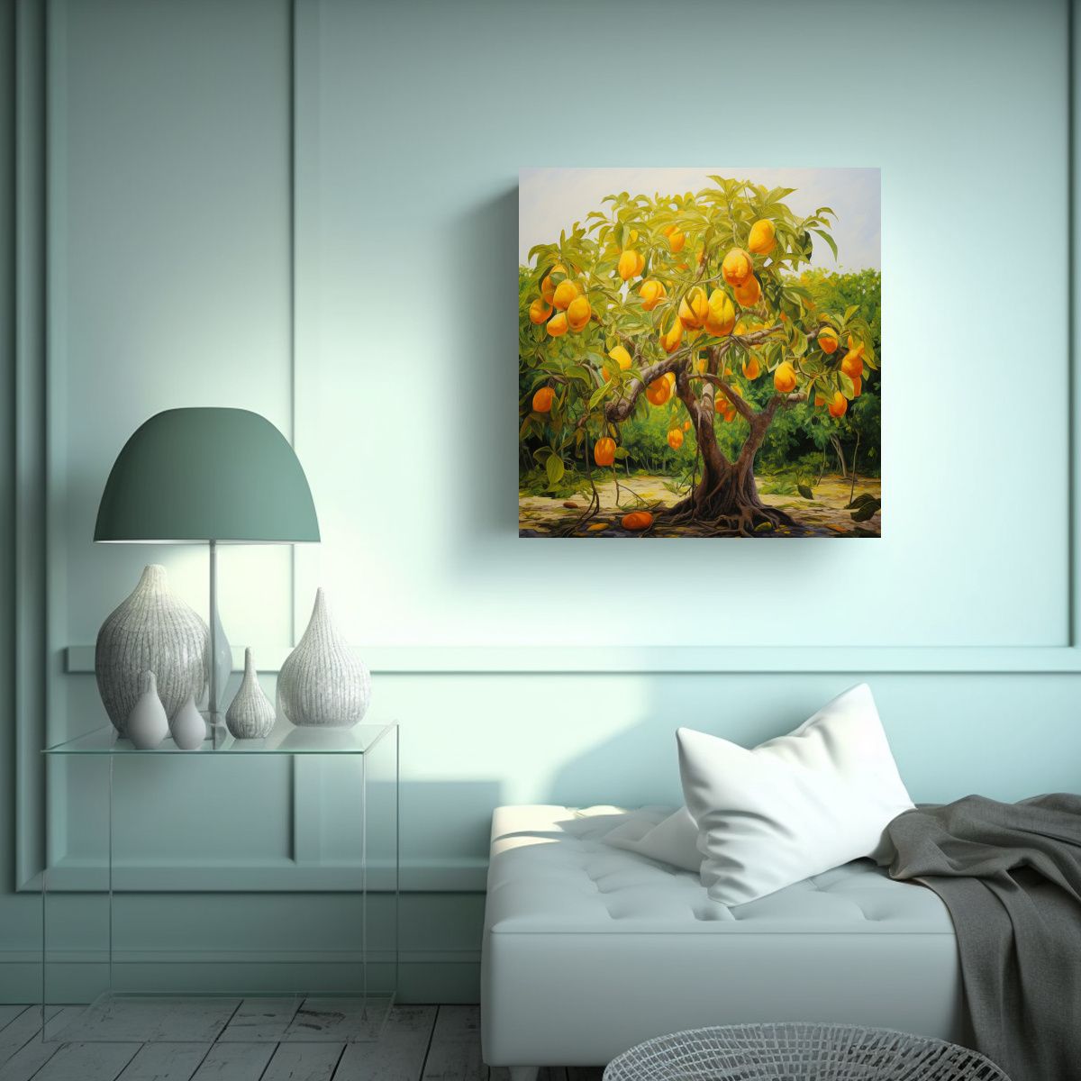 GENERICO - Pintura Abstracta De Un árbol De Mango Con 70x70 Cm