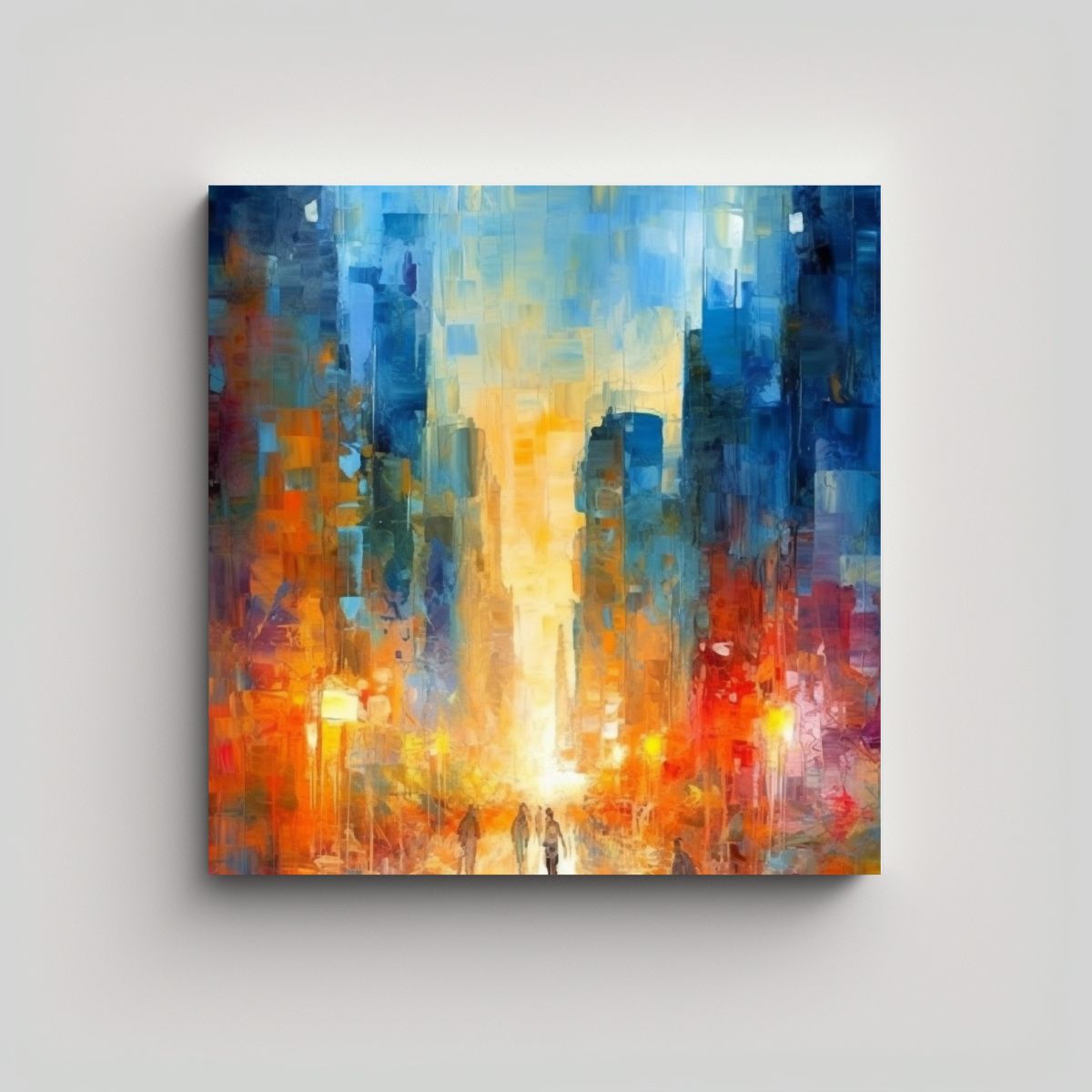 GENERICO - Cuadro De Paisaje Urbano Abstracto Con Ambiente 70x70 Cm