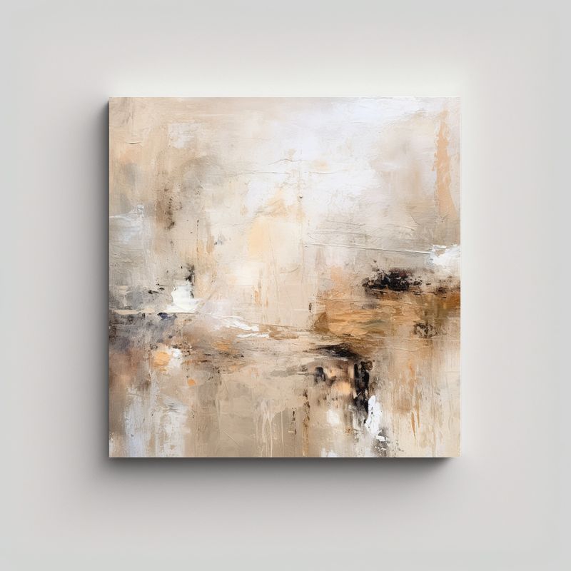 GENERICO - Cuadro Abstracto Surrealista Neutral Para 70x70 Cm