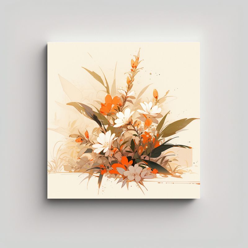 GENERICO - Cuadro Composición Dinámica Blancos Y Naranjas 60x60 Cm