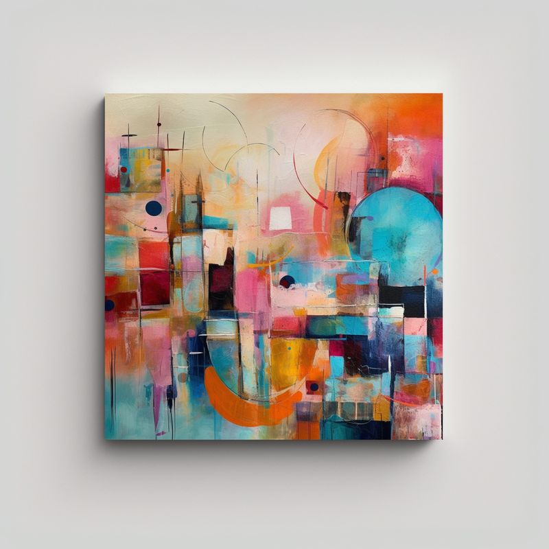 GENERICO - Pintura Contemporánea JoJo Colorida De Alta 90x90 Cm