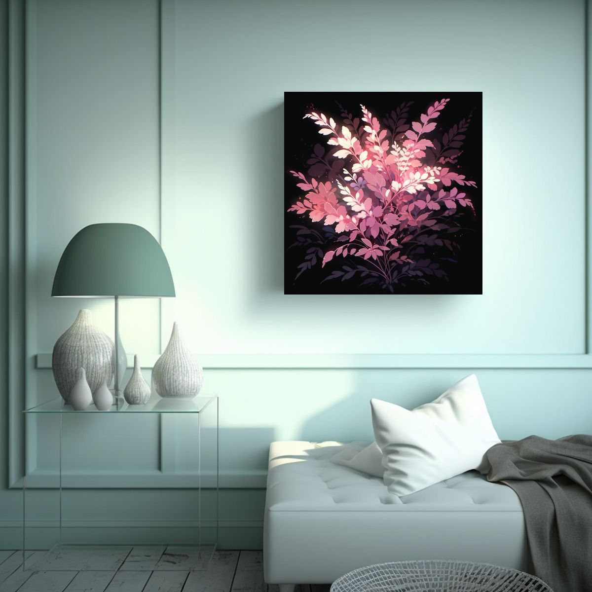 GENERICO - Cuadro Colores Luminosa En Blanco Y Rosa, 50x50 Cm