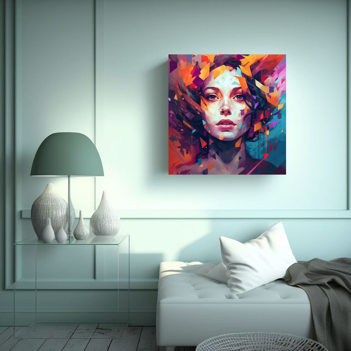 GENERICO - Pintura Decorativa: Rostro De Mujer Cubierto Con 80x80 Cm