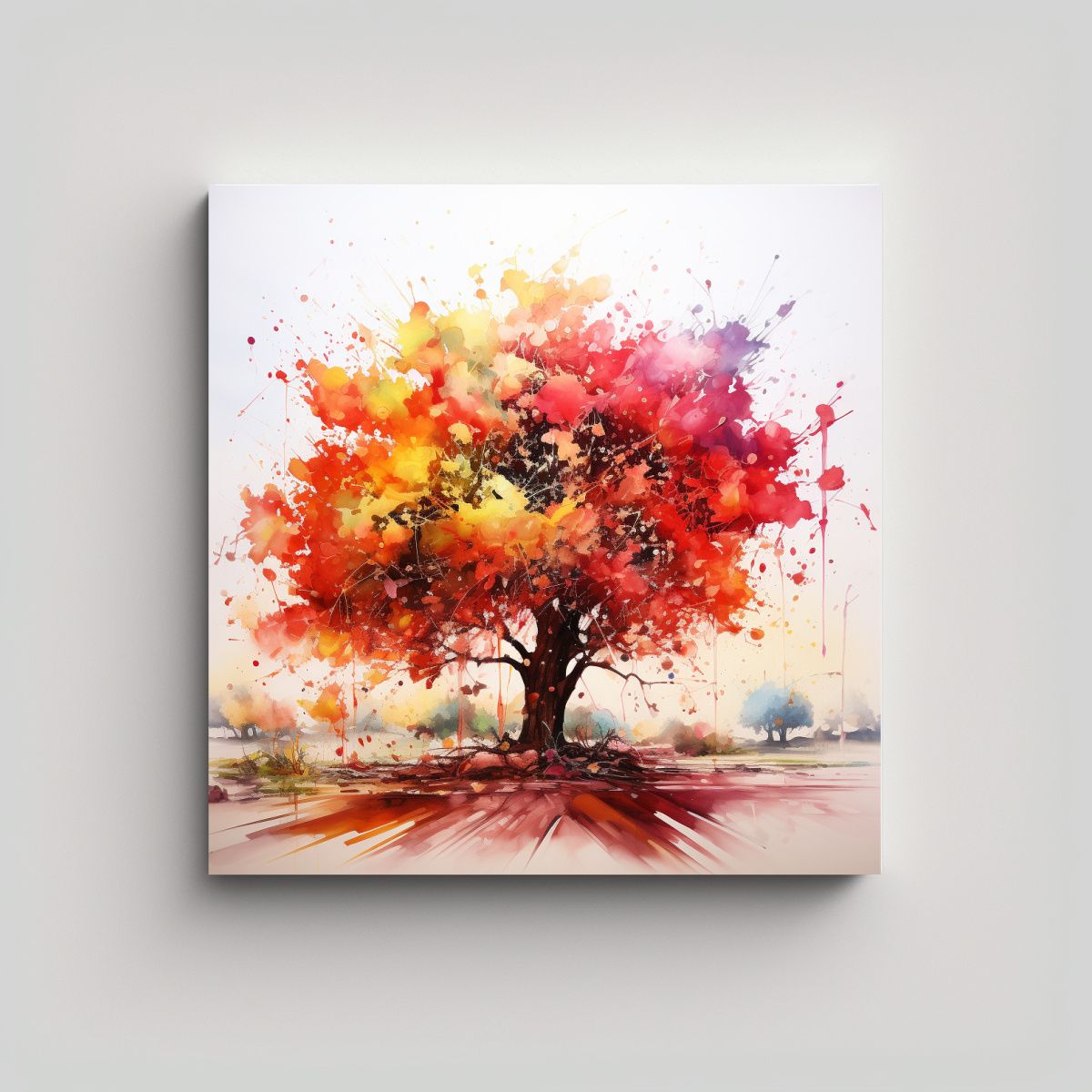 GENERICO - Pintura Abstracta De Colores Rojo Impactante En 60x60 Cm