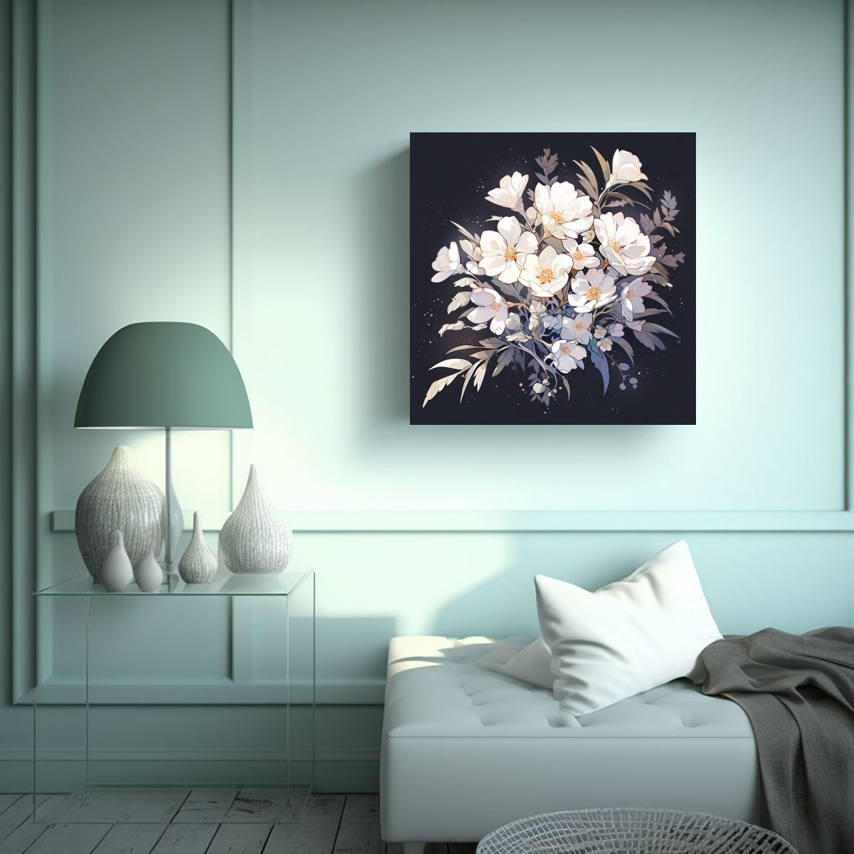 GENERICO - Pinturas Decorativas Estilo Neonoir En Blanco Con 50x50 Cm