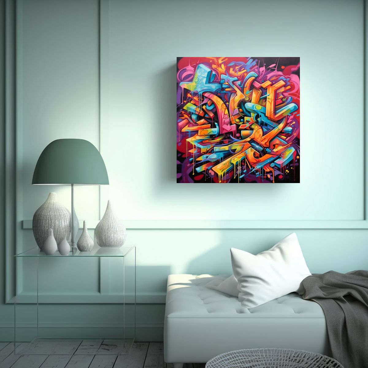 GENERICO - 1 Cuadro Cuadro Época Ejemplos De Arte Graffiti 70x70 Cm