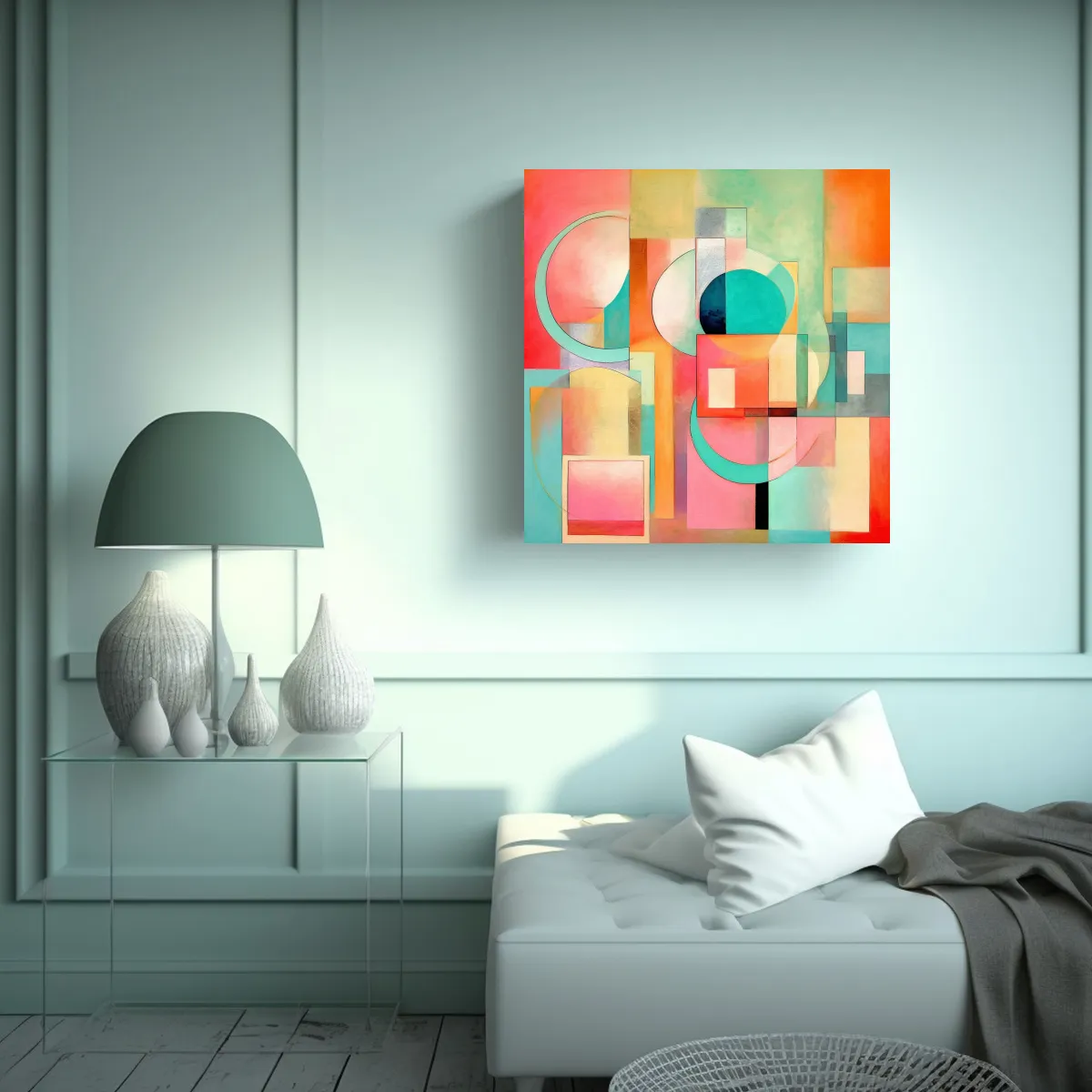 GENERICO - Pinturas Abstractas En Tonos Pastel Gama 80x80 Cm