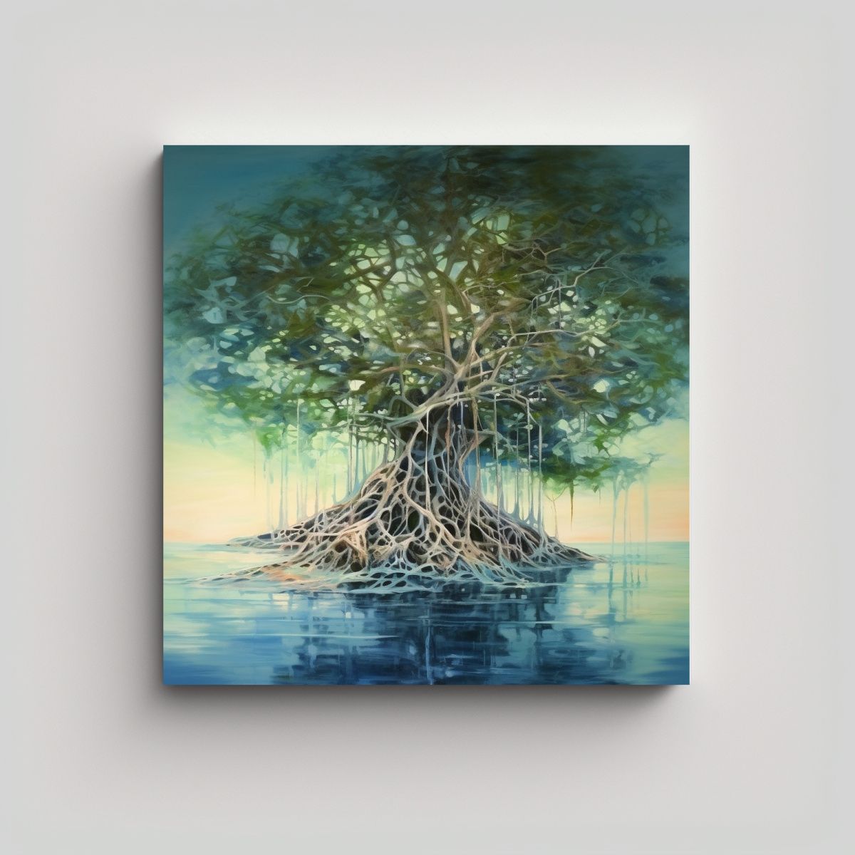 GENERICO - Cuadro Abstracto Estilo Manglar Con Líneas 60x60 Cm