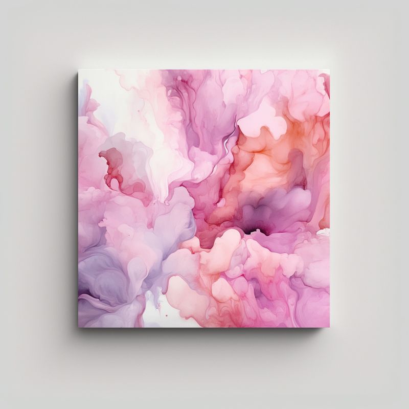 GENERICO - Cuadro Moderno Luminoso Color Rosa Agua Pastel. 80x80 Cm