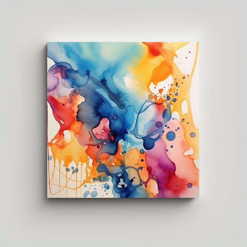 GENERICO - Cuadro Acuarela Abstracto Azul Moderno Para 70x70 Cm