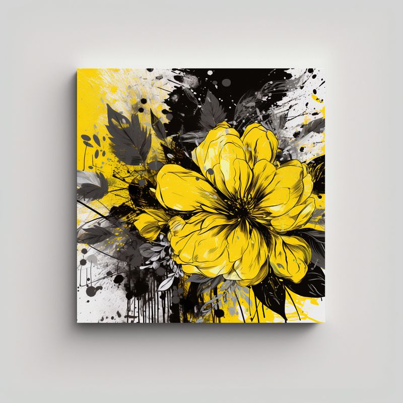 GENERICO - Arte De Pared De Alta Calidad Amarillo Y Negro En 70x70 Cm