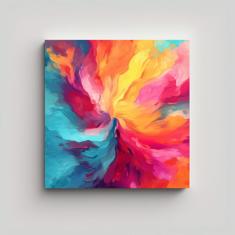 GENERICO - Pintura Abstracta Atrayente De Colores Cálidos 80x80 Cm