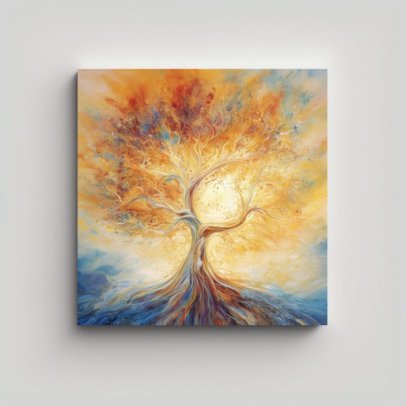 GENERICO - Pintura Abstracta En Lienzo Con Impresión De 90x90 Cm