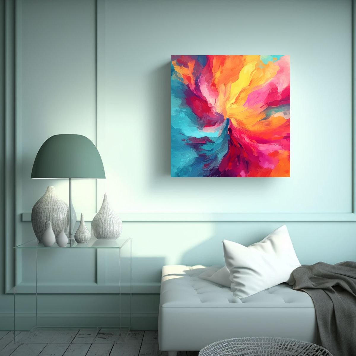 GENERICO - Pintura Abstracta Atrayente De Colores Cálidos 60x60 Cm