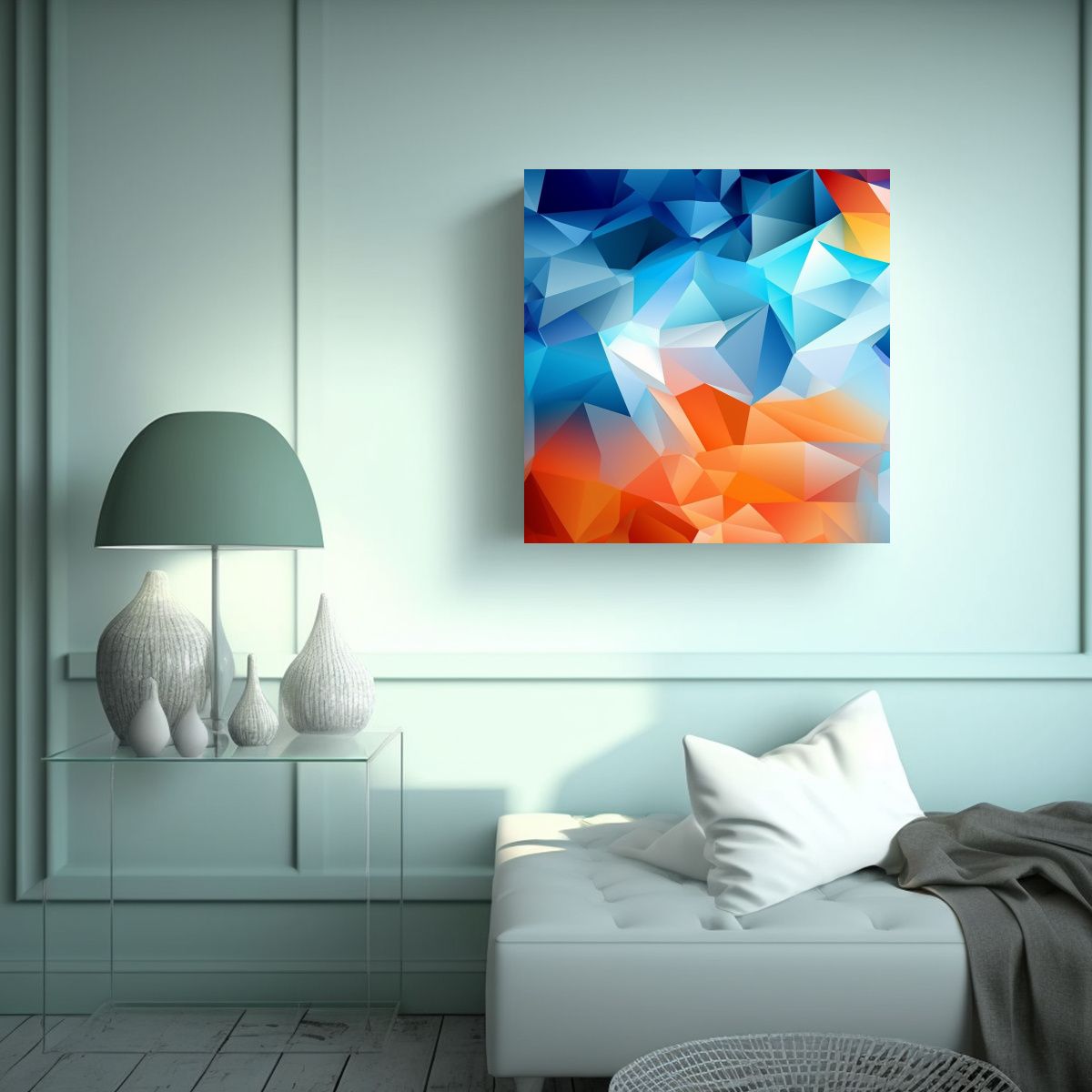 GENERICO - Cuadro Impreso Surrealista Con Colores Blanco 70x70 Cm