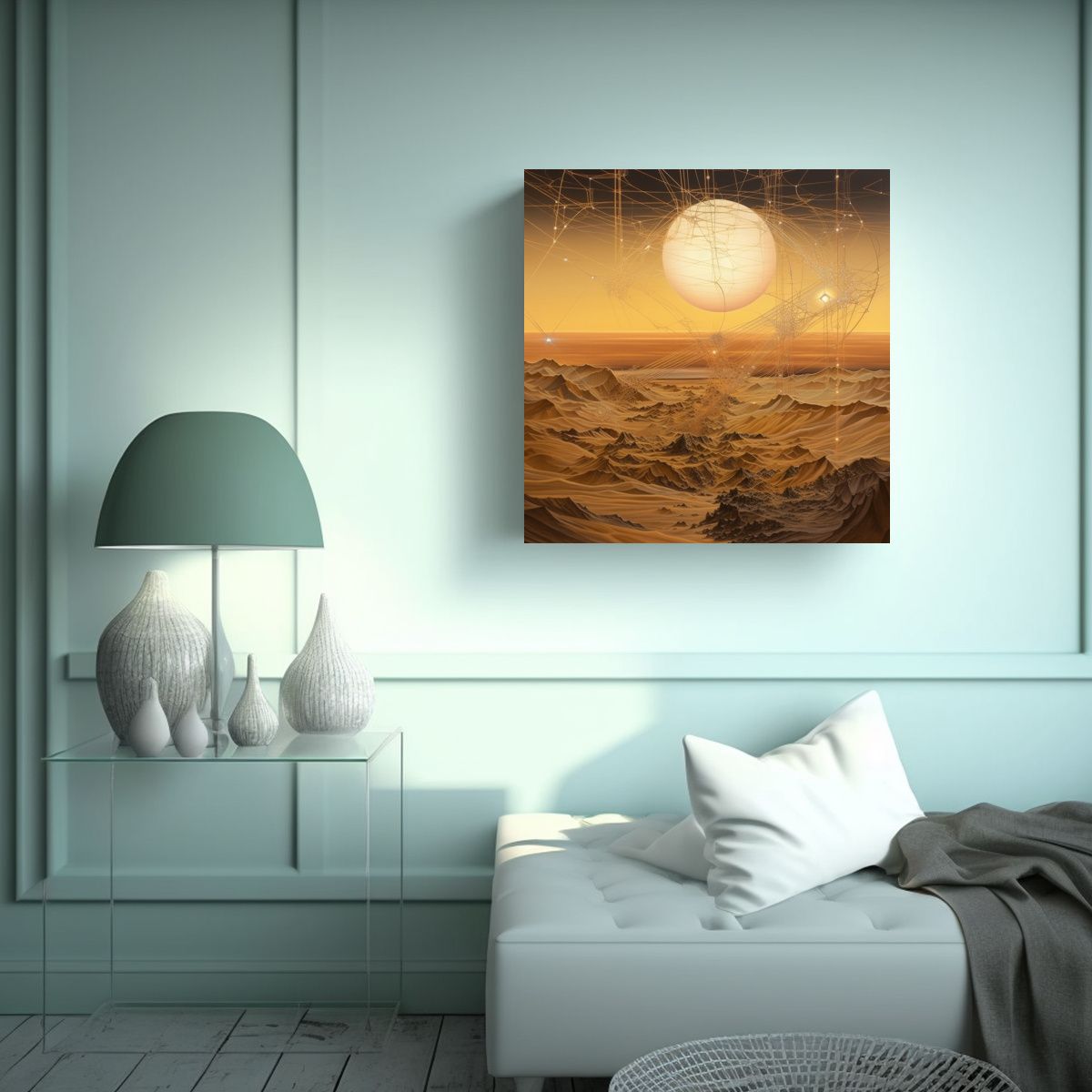 GENERICO - Cuadro Vintage De Ciudad En El Atardecer Estilo 70x70 Cm