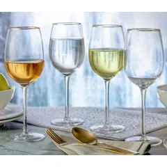 OEM - Set De 4 Copas De Vino Borde Dorado 315 ml
