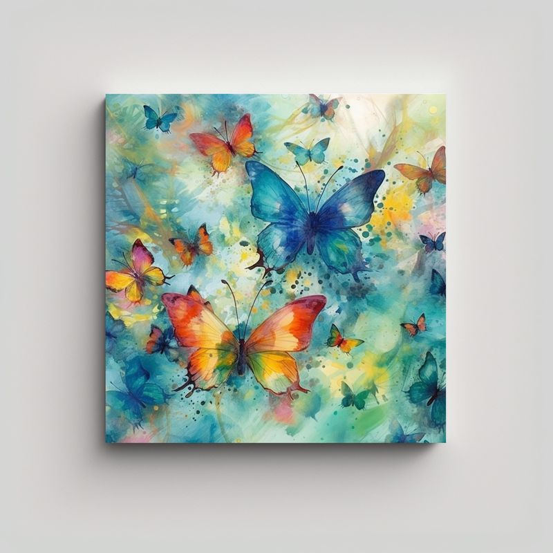 GENERICO - Cuadro Abstracto De Lienzo Con Intensa 90x90 Cm