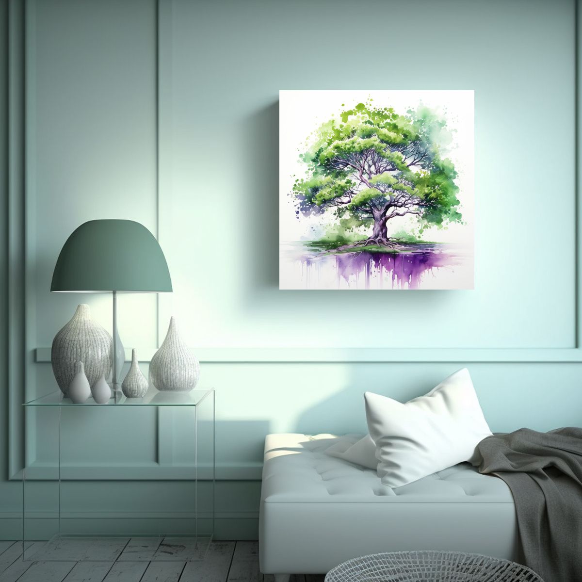GENERICO - Arte De Pared Abstracto Con Árbol De Roble En 80x80 Cm