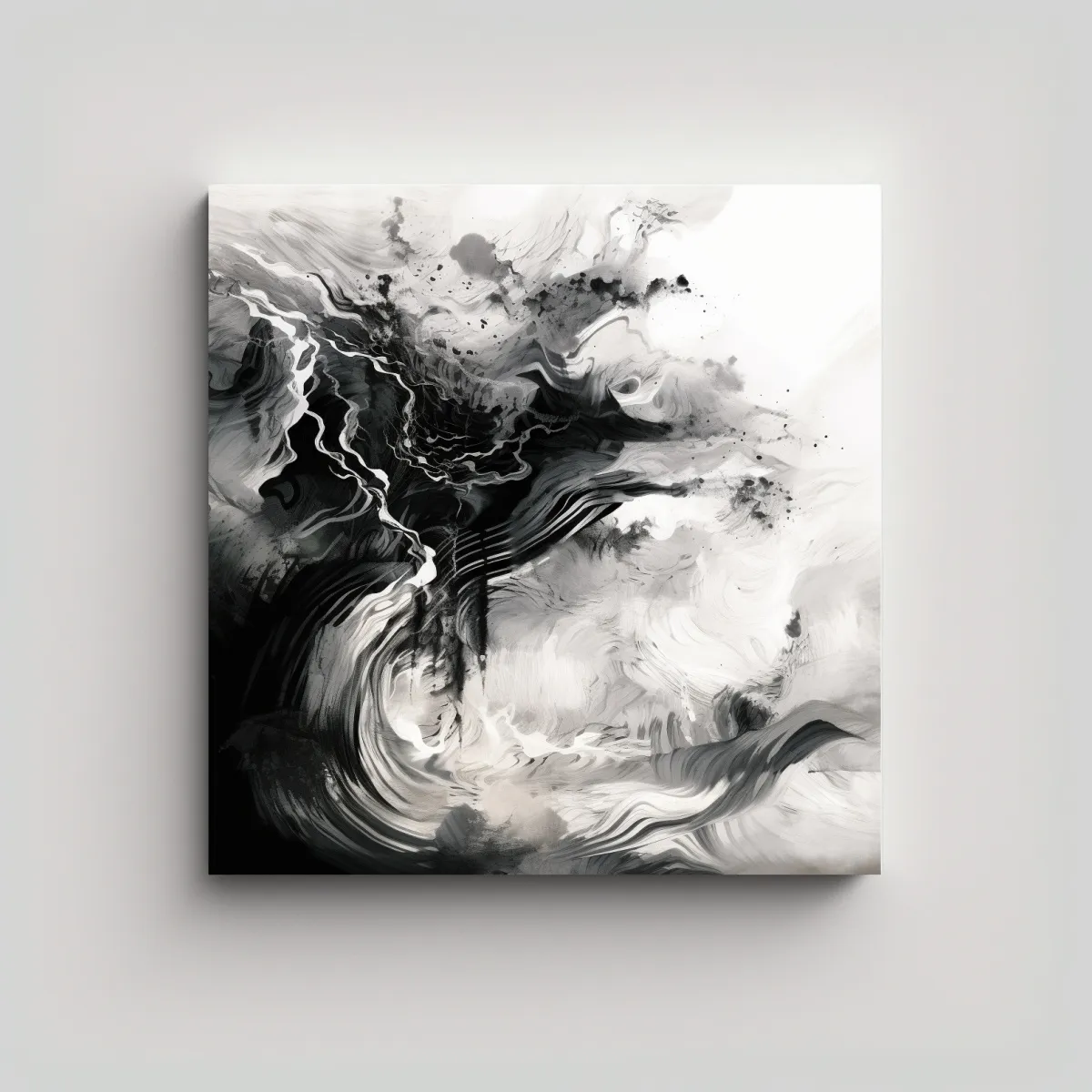 GENERICO - Cuadro Abstracto Fantasía En Blanco Y Negro Con 90x90 Cm