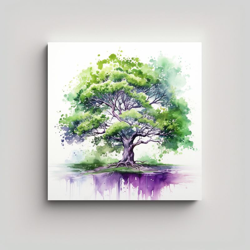 GENERICO - Arte De Pared Abstracto Con Árbol De Roble En 50x50 Cm