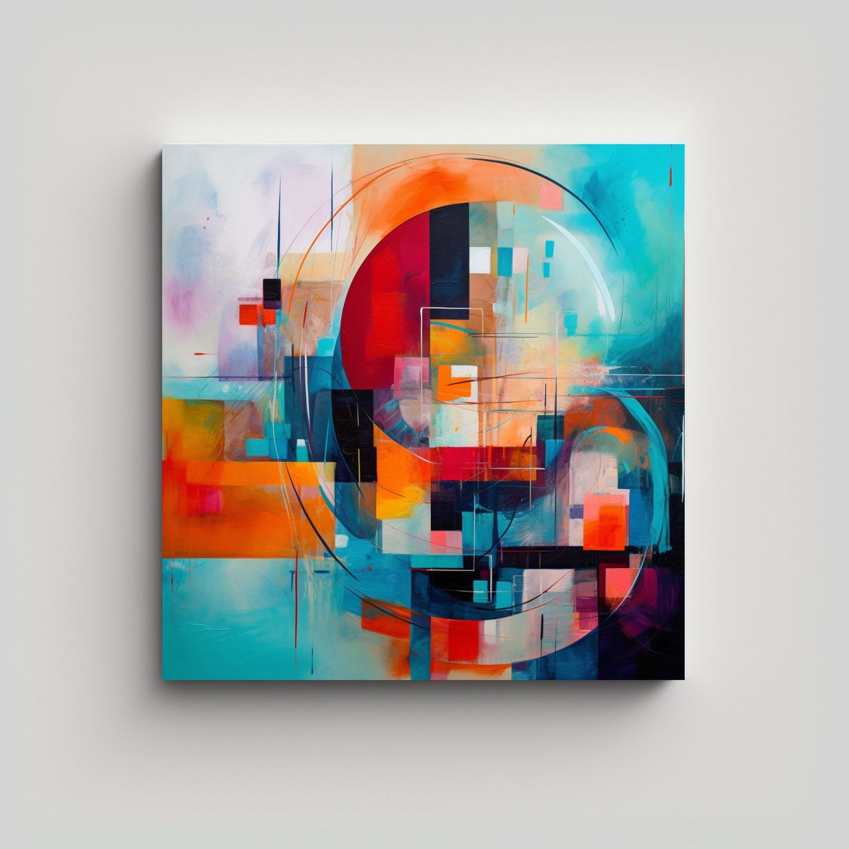 GENERICO - Cuadro Abstracto De Estética Finas Líneas Arte 80x80 Cm