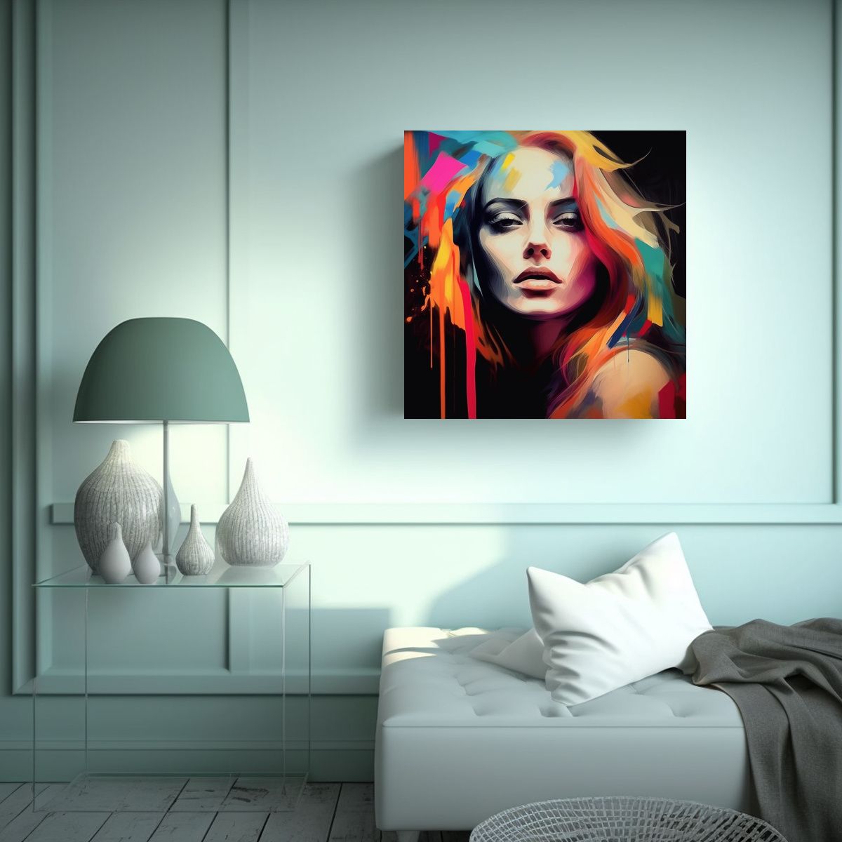 GENERICO - Cuadro Estilo Ri De Mujer En Retrato De Media 60x60 Cm