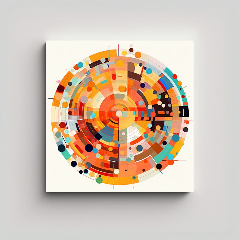 GENERICO - Pintura Abstracta Colorida En Círculo Con 70x70 Cm