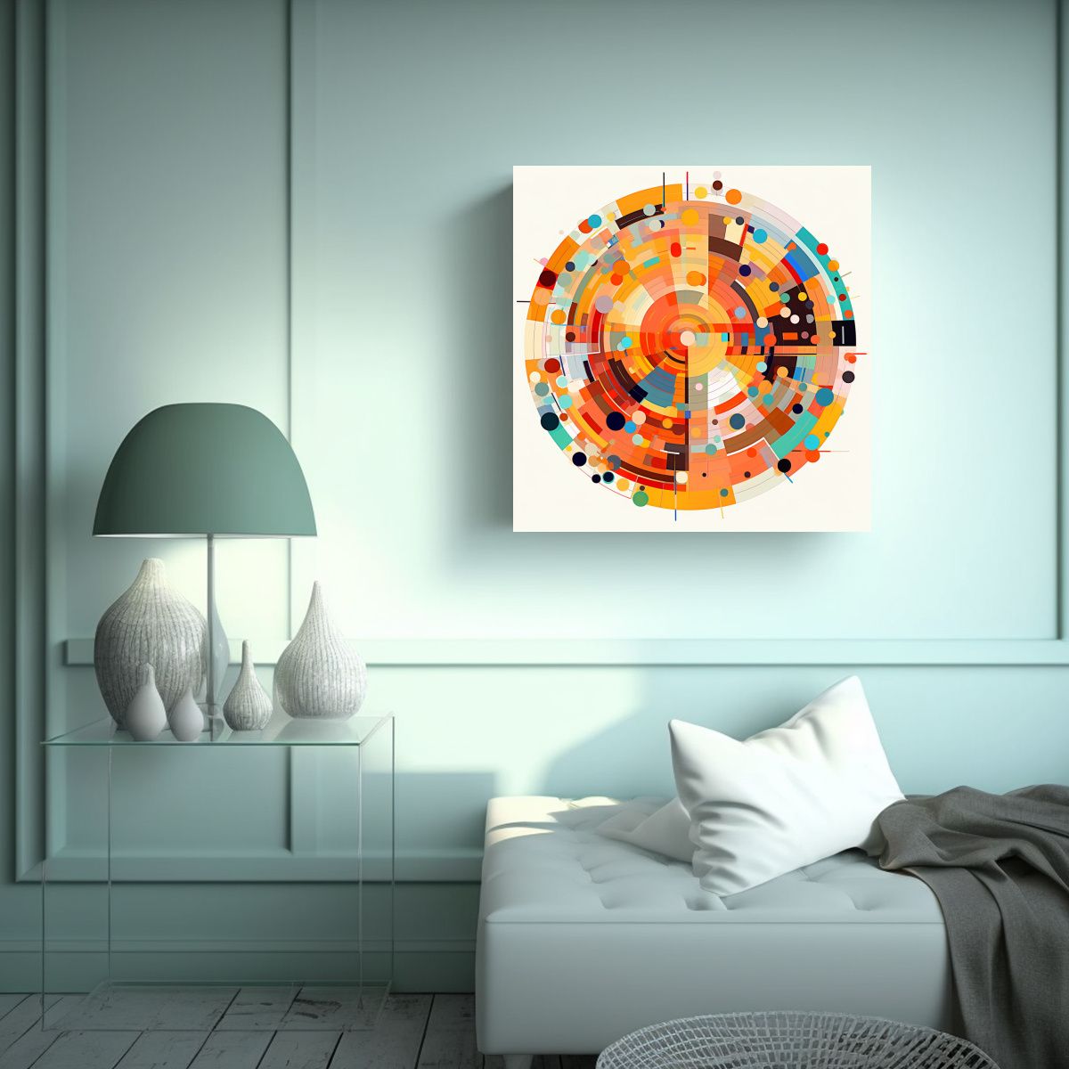 GENERICO - Pintura Abstracta Colorida En Círculo Con 70x70 Cm