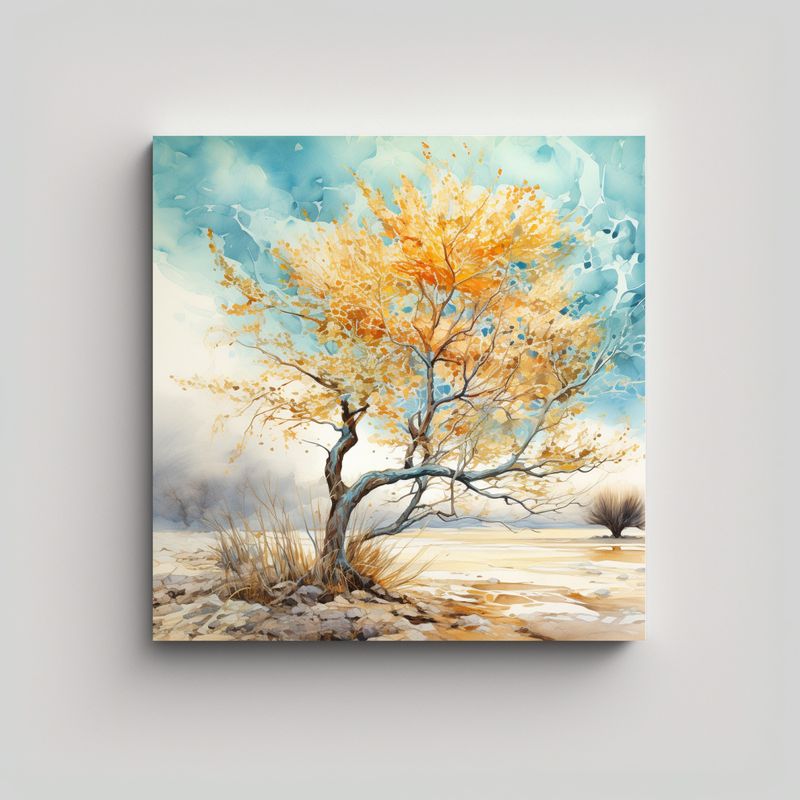 GENERICO - Pintura Abstracta De Lienzo Ocotillo Tree En 80x80 Cm