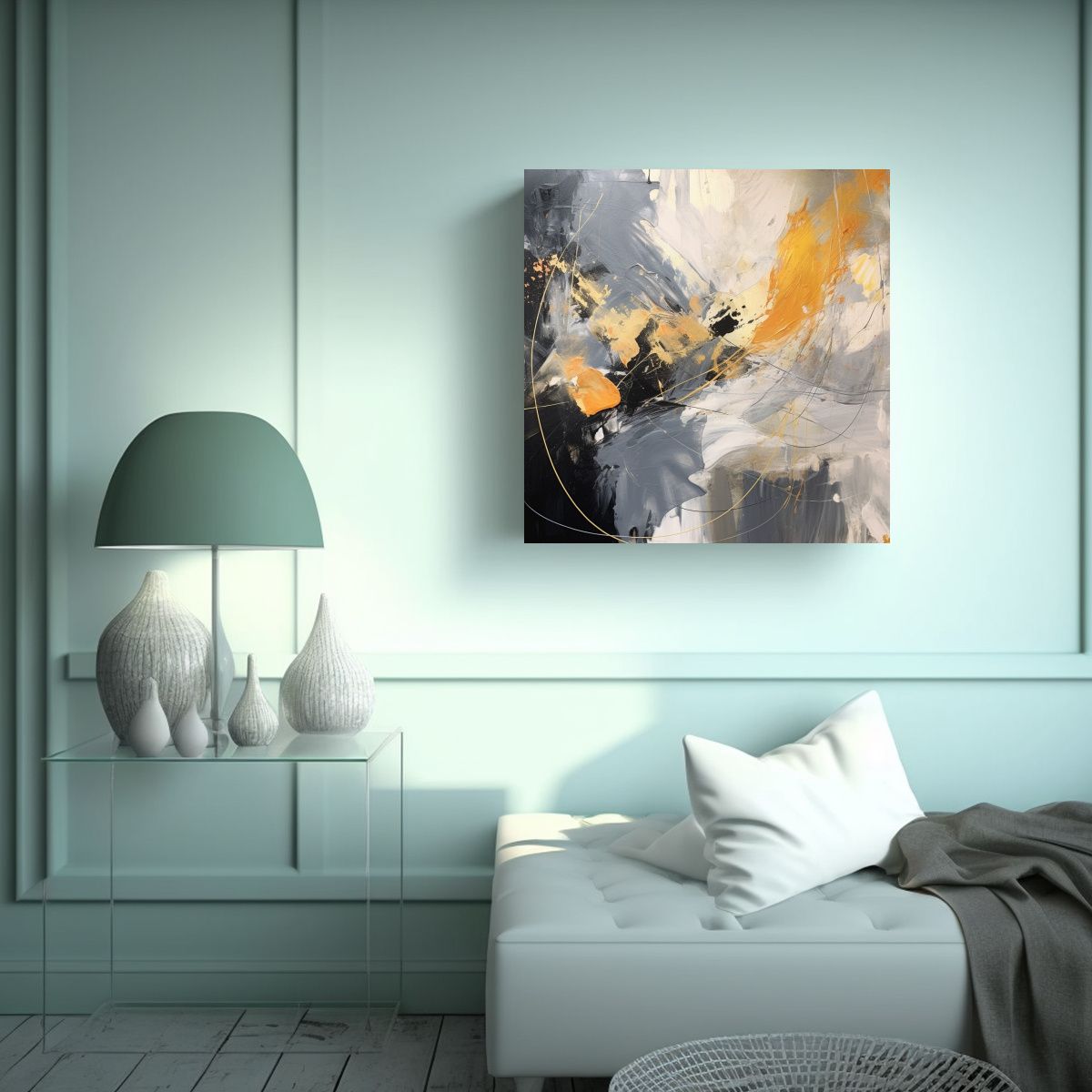 GENERICO - Arte De Pared Abstracto En Bastidor De Madera 50x50 Cm
