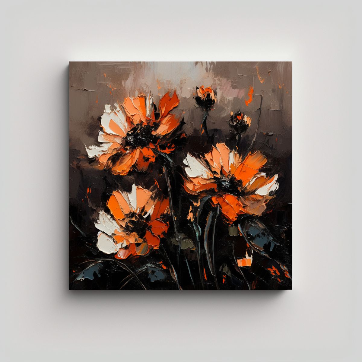 GENERICO - Pintura De Flores En Lienzo Composición Alegre 70x70 Cm
