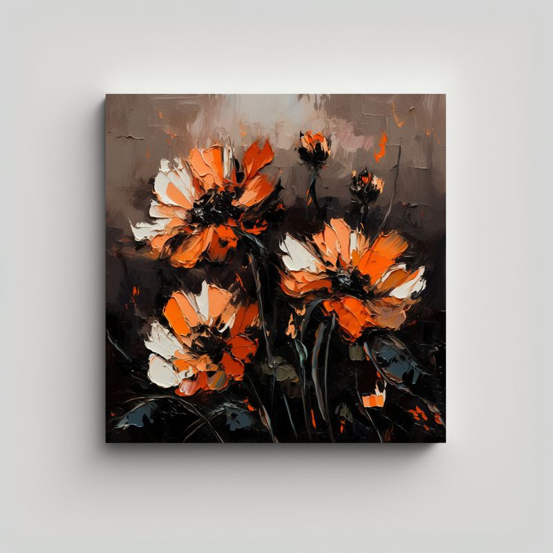 GENERICO - Pintura De Flores En Lienzo Composición Alegre 80x80 Cm
