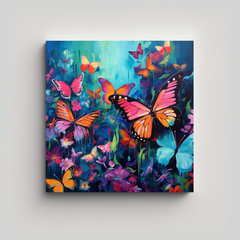 GENERICO - Lienzo De Tela Abstracto Colores Vibrantes Por 80x80 Cm