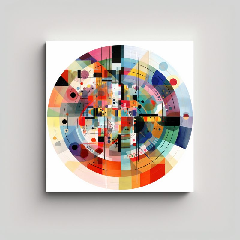 GENERICO - Pintura Abstracta Temática Colorida En Círculo 80x80 Cm