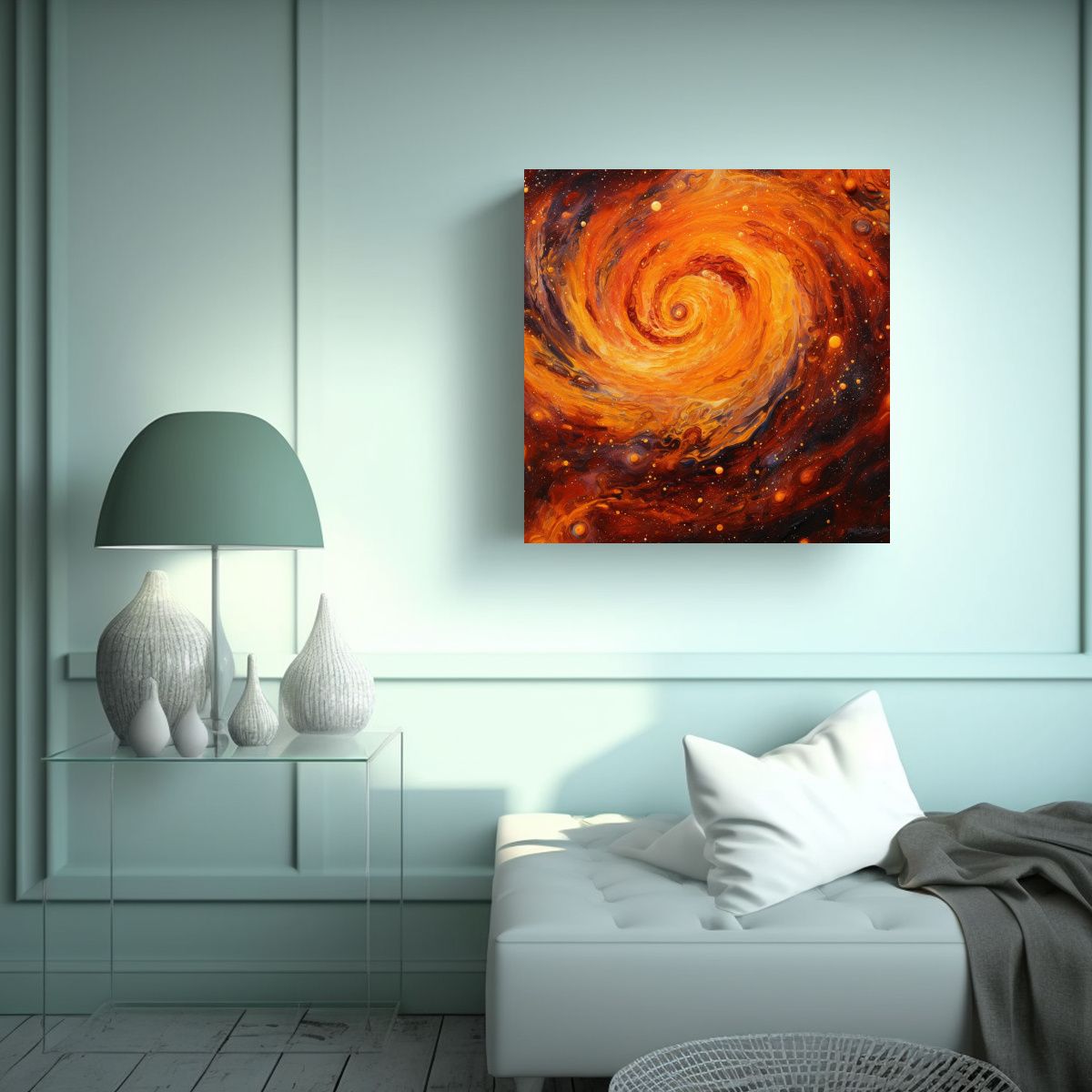 GENERICO - Pinturas Decorativas De Galaxias Naranjas En Arte 90x90 Cm