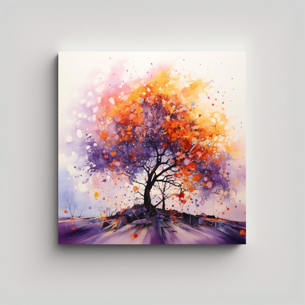 GENERICO - Pintura Abstracta De Colores Púrpura En Acuarela 80x80 Cm