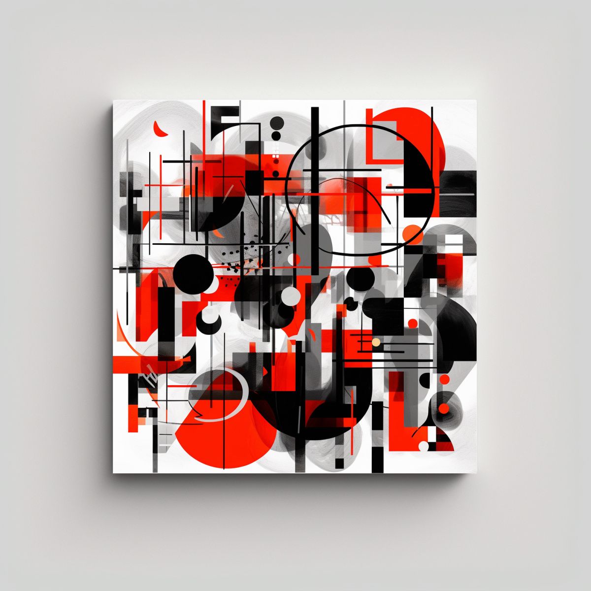 GENERICO - Cuadro Abstracto Vida En Rojo Y Negro Con Formas 50x50 Cm