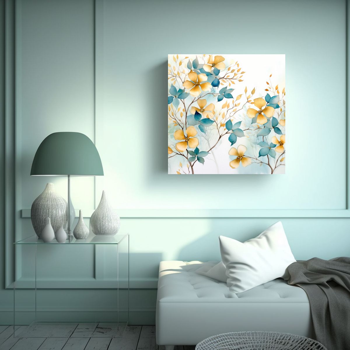 GENERICO - Cuadro Moderno Estrellados Flores Dogwood 90x90 Cm