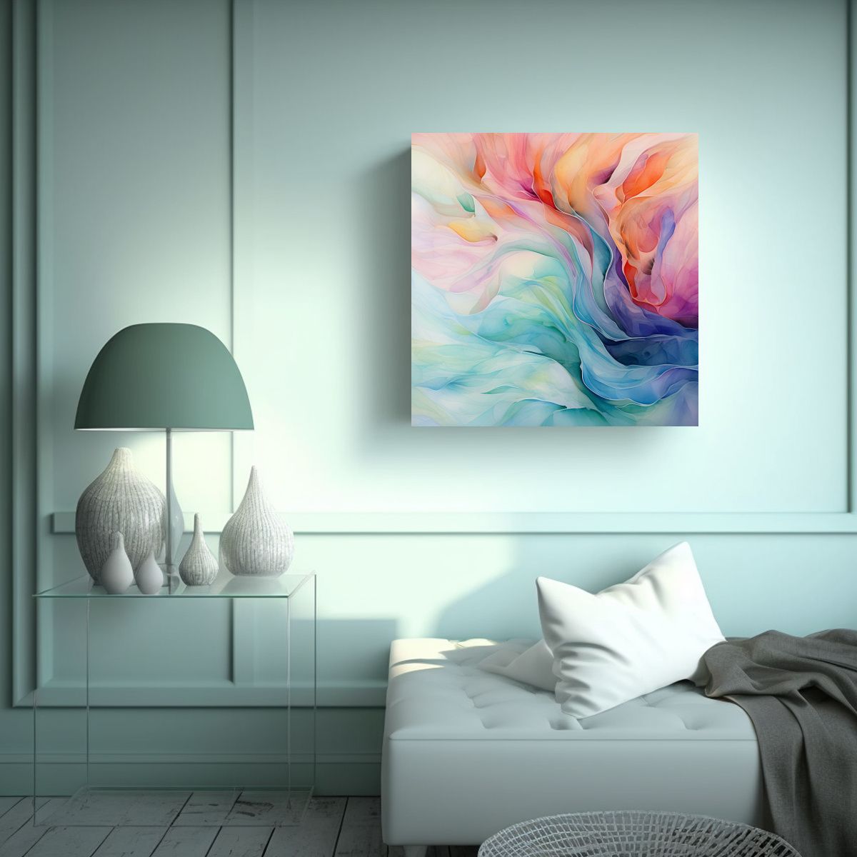 GENERICO - Cuadro Tema Abstracto Moderno Con Flujo Relajante 60x60 Cm