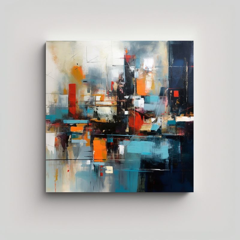 GENERICO - Obra Floral Que Yuxtapone Elementos Caóticos Y 70x70 Cm