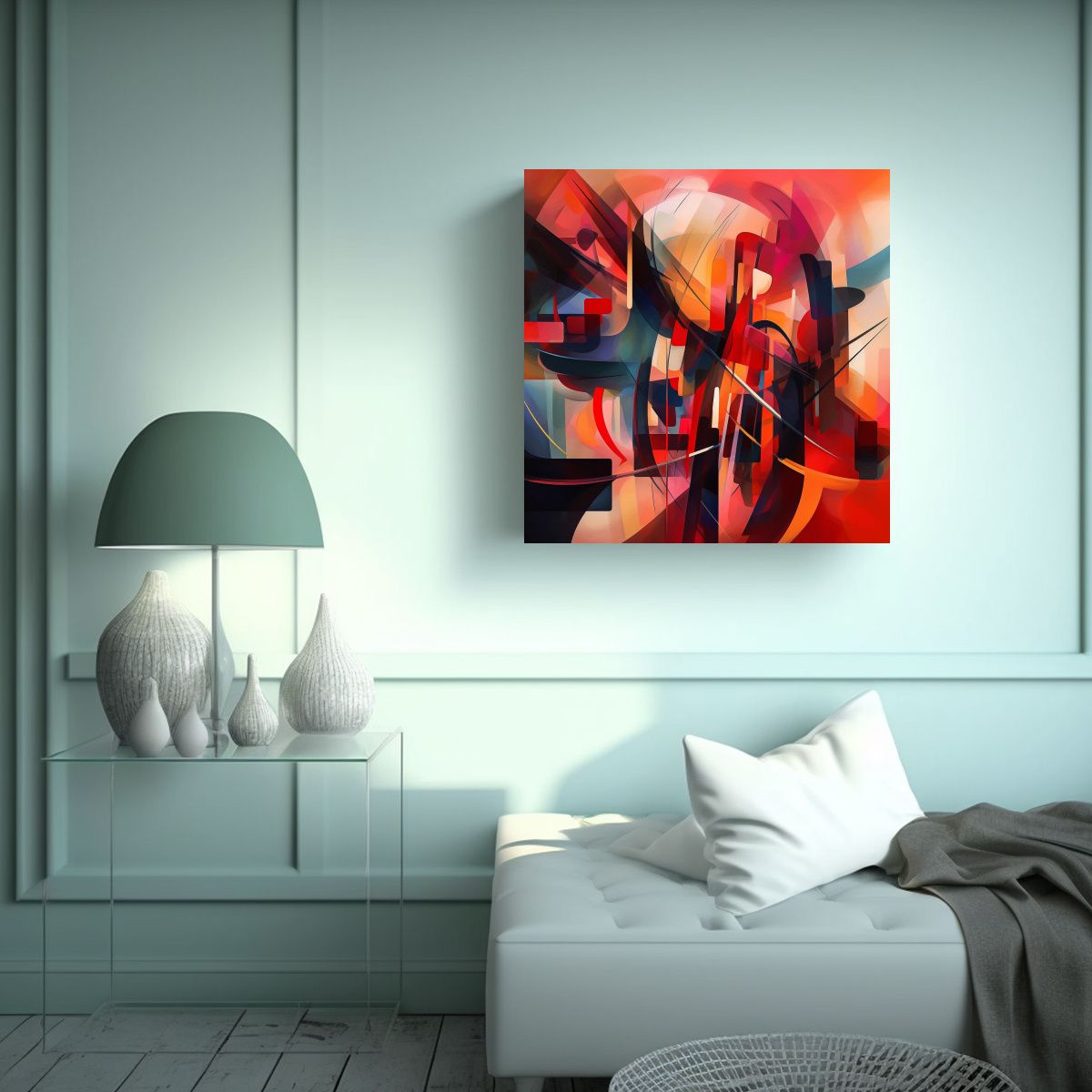 GENERICO - Pintura Abstracta Para Sala En Estilo Libre: 70x70 Cm