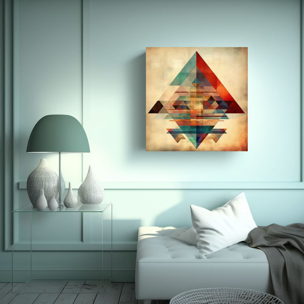 GENERICO - Lienzo Arte Conceptual Estilo Geometría Brillante 70x70 Cm