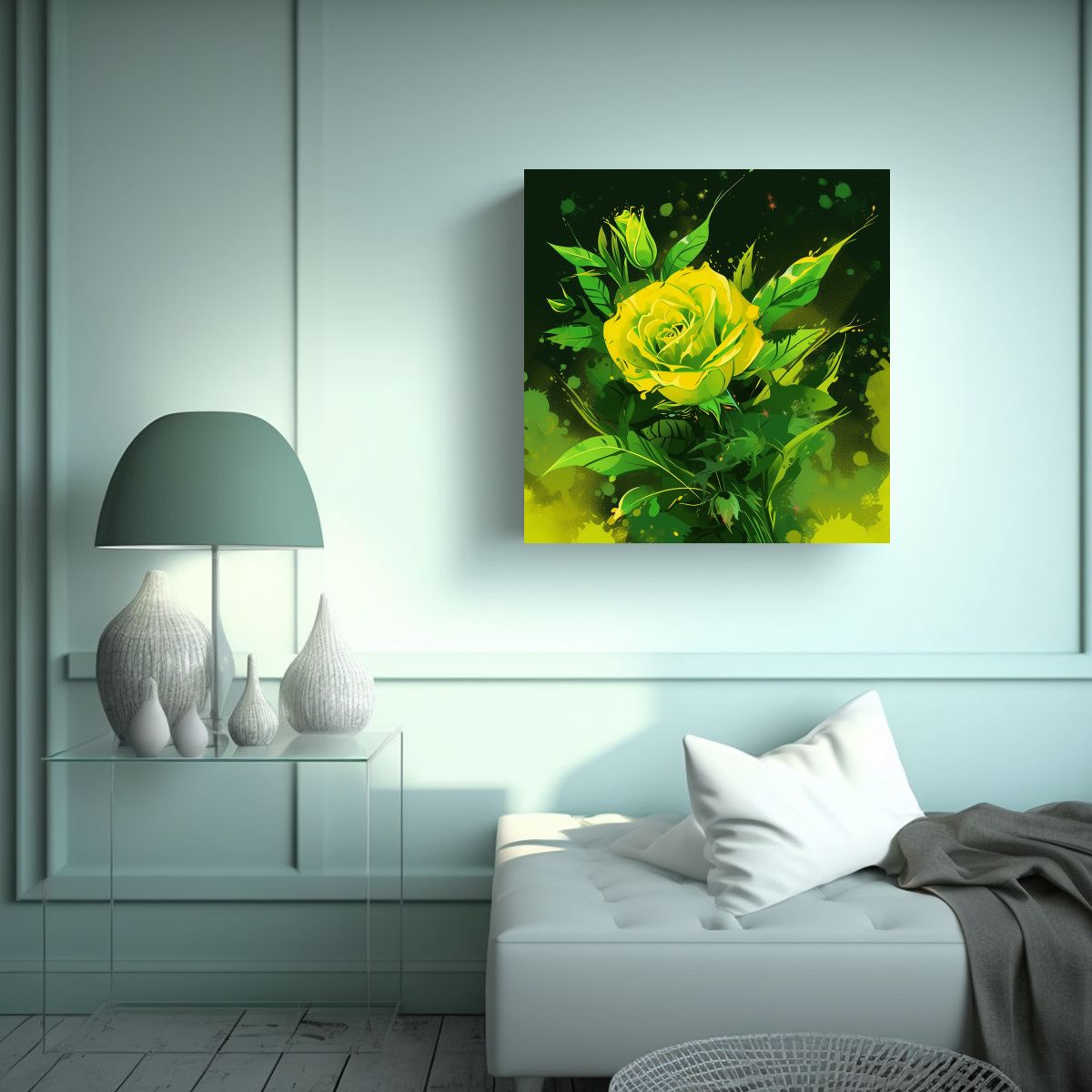 GENERICO - Lienzo Vintage Enigmático En Colores Amarillo Y 70x70 Cm