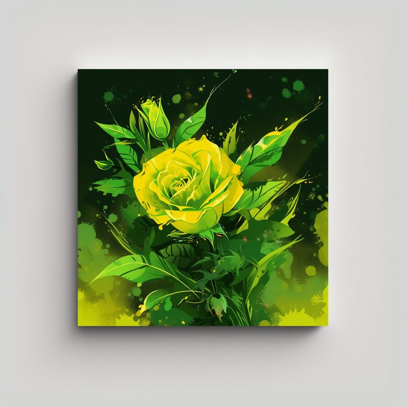 GENERICO - Lienzo Vintage Enigmático En Colores Amarillo Y 90x90 Cm