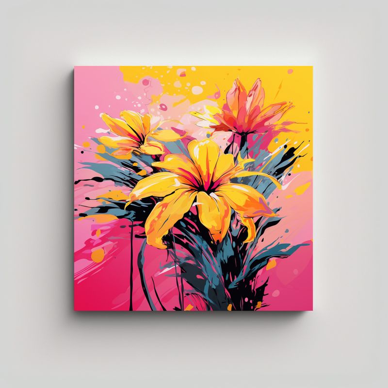 GENERICO - Cuadro Colores Innovador Yellow AND Pink Neonoir 80x80 Cm