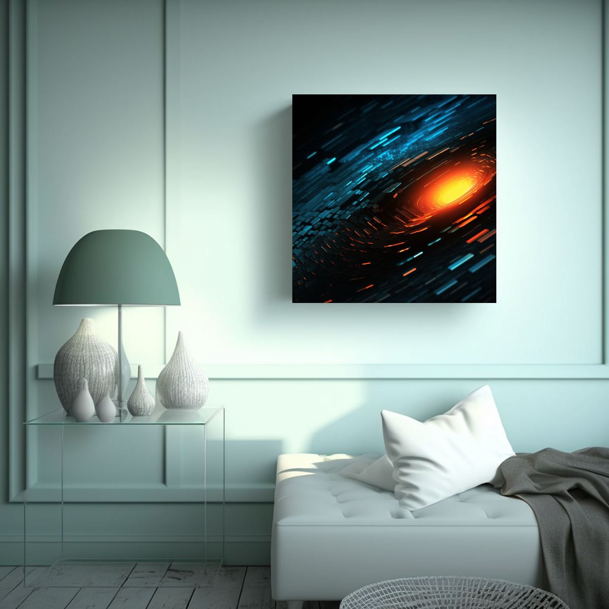 GENERICO - Cuadro Abstracto Moderno De Ambiente Oscuro Con 80x80 Cm
